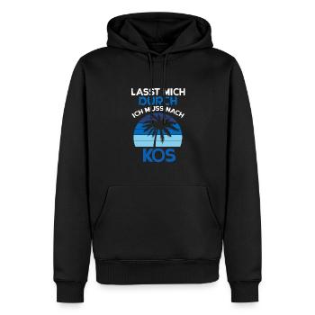 Kos - Männer Premium Bio Hoodie - Schwarz - Vorne - Nico (187cm)