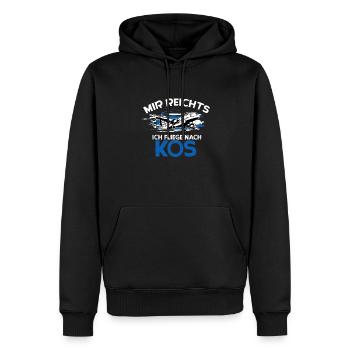 Kos - Männer Premium Bio Hoodie - Schwarz - Vorne - Nico (187cm)