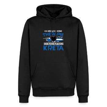 Kreta - Männer Premium Bio Hoodie - Schwarz - Vorne - Nico (187cm)