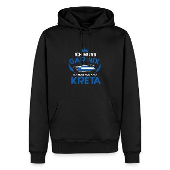 Kreta - Männer Premium Bio Hoodie - Schwarz - Vorne - Nico (187cm)