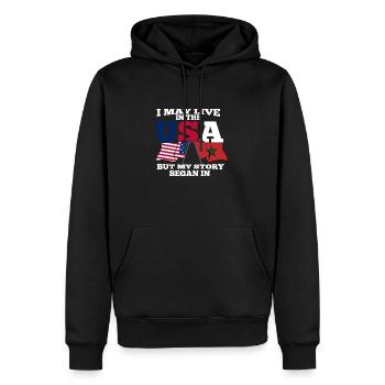 Maroc - Sweat à capuche Premium bio Homme - noir - Devant - Nico (187cm)