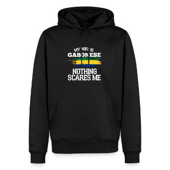 Gabon Épouse - Sweat à capuche Premium bio Homme - noir - Devant - Nico (187cm)