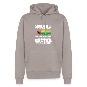 Guinée-Bissau - Sweat à capuche Premium bio Homme - taupe - Devant - Nico (187cm)