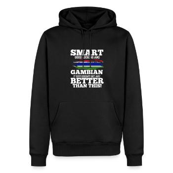 Ghana - Männer Premium Bio Hoodie - Schwarz - Vorne - Nico (187cm)