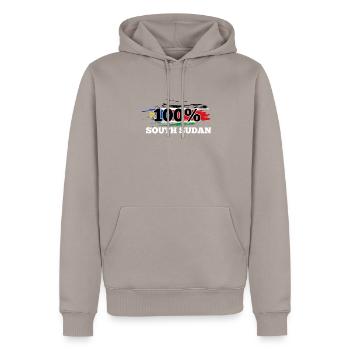Südsudan - Männer Premium Bio Hoodie - Taupe - Vorne - Nico (187cm)