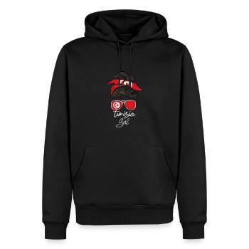 Tunisie - Sweat à capuche Premium bio Homme - noir - Devant - Nico (187cm)