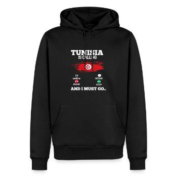 Tunisie - Sweat à capuche Premium bio Homme - noir - Devant - Nico (187cm)