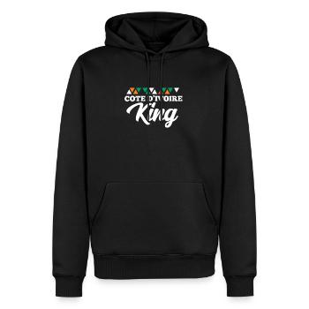 Côte d’Ivoire - Sweat à capuche Premium bio Homme - noir - Devant - Nico (187cm)