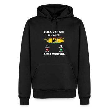 Ghana - Männer Premium Bio Hoodie - Schwarz - Vorne - Nico (187cm)