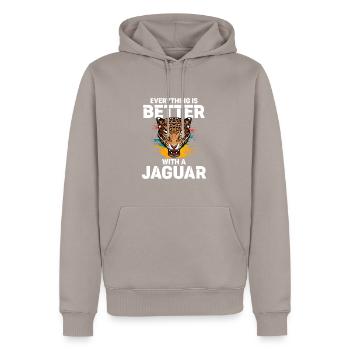 Jaguar - Sweat à capuche Premium bio Homme - taupe - Devant - Nico (187cm)