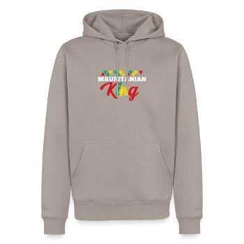 Mauritanie - Sweat à capuche Premium bio Homme - taupe - Devant - Nico (187cm)