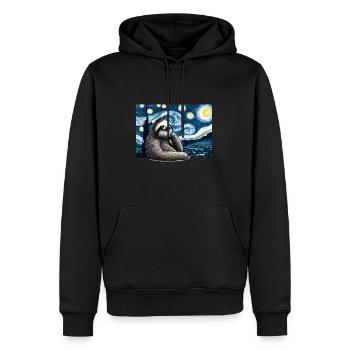 Faultier Sternennacht - Männer Premium Bio Hoodie - Schwarz - Vorne - Nico (187cm)