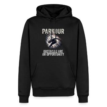 Parkour-Hindernisse sind eine Chance - Männer Premium Bio Hoodie - Schwarz - Vorne - Nico (187cm)