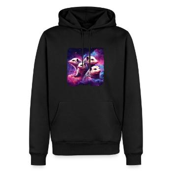 Possoms d’espace - Sweat à capuche Premium bio Homme - noir - Devant - Nico (187cm)