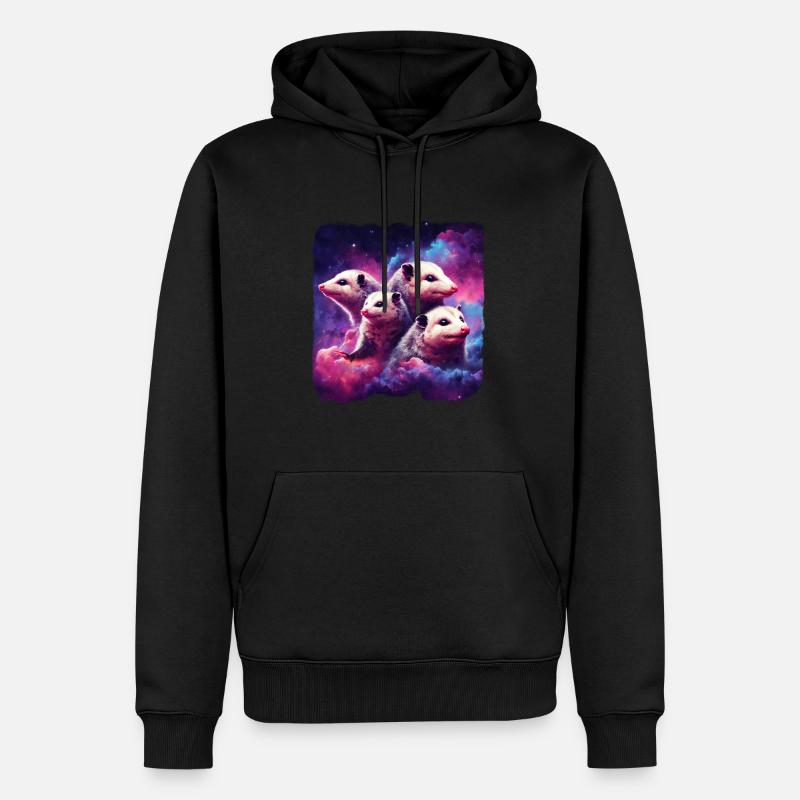 Possoms d’espace - Sweat à capuche Premium bio Homme - noir