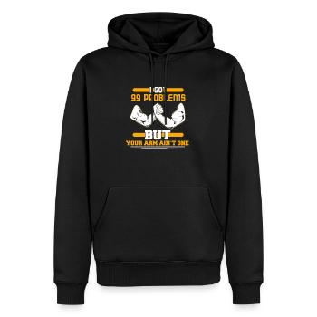 Armdrücken - Männer Premium Bio Hoodie - Schwarz - Vorne - Nico (187cm)