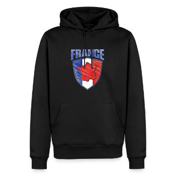 France - Sweat à capuche Premium bio Homme - noir - Devant - Nico (187cm)