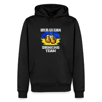 Équipe de beuverie d’Ukraine - Sweat à capuche Premium bio Homme - noir - Devant - Nico (187cm)