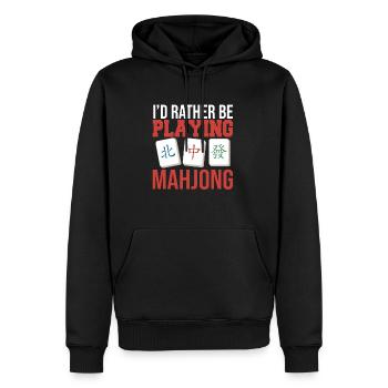 Geschenk für Mahjong Fans - Männer Premium Bio Hoodie - Schwarz - Vorne - Nico (187cm)