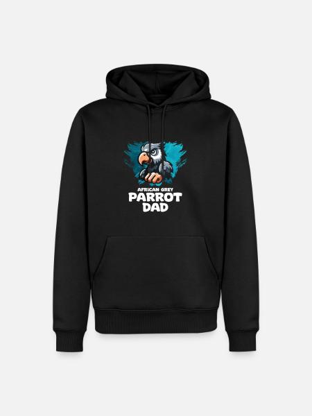 African Grey Parrot Gift - Men’s Premium Organic Hoodie - black