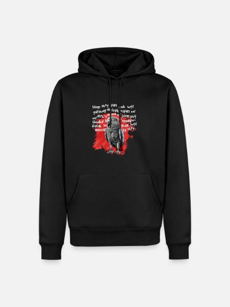 African Grey Parrot Gift - Men’s Premium Organic Hoodie - black