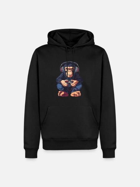 Chimpanzee Video Game - Men’s Premium Organic Hoodie - black