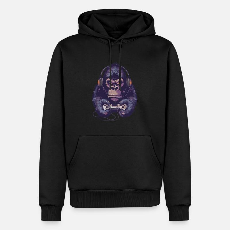 Gorilla Videospiel - Männer Premium Bio Hoodie - Schwarz