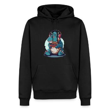 Hippo Videospiel - Männer Premium Bio Hoodie - Schwarz - Vorne - Nico (187cm)