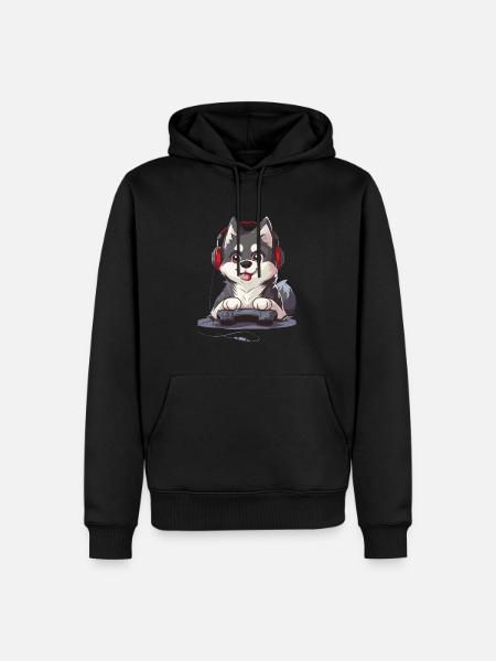 Husky Video Game - Men’s Premium Organic Hoodie - black