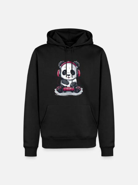 Panda Video Game - Men’s Premium Organic Hoodie - black