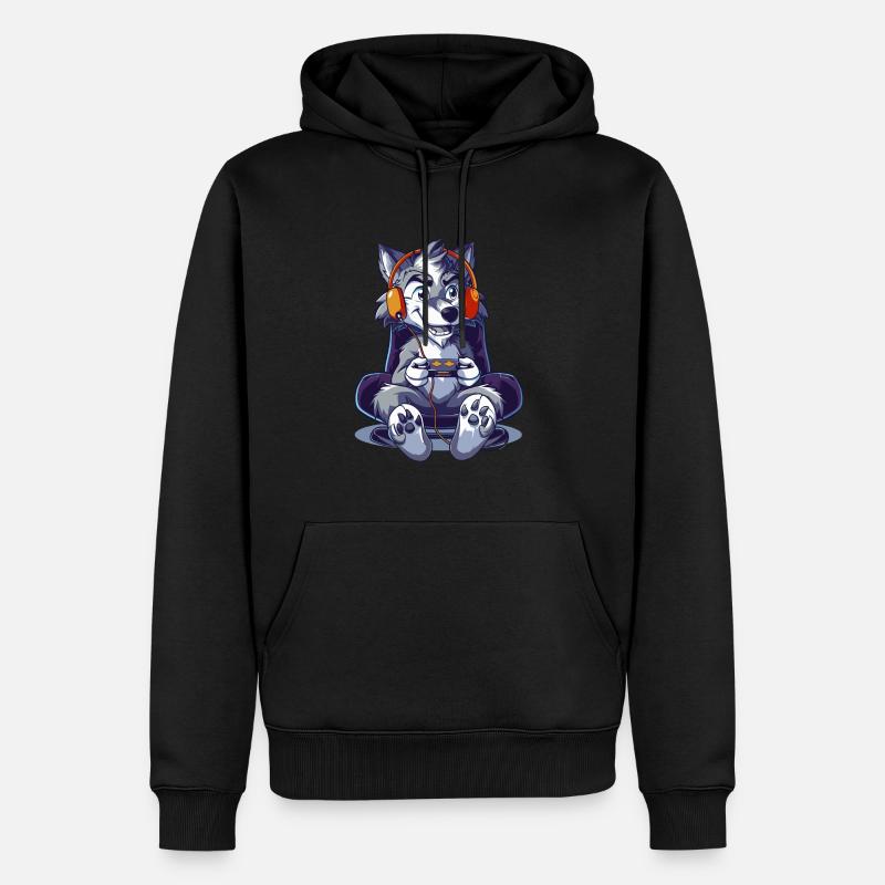 Jeu vidéo Wolf - Sweat à capuche Premium bio Homme - noir