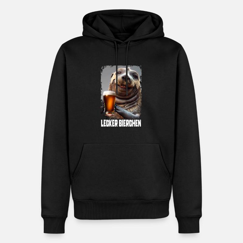 Lecker Bierchen Seelöwe - Männer Premium Bio Hoodie - Schwarz