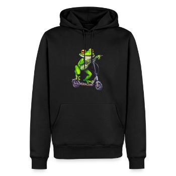 Frosch Roller - Männer Premium Bio Hoodie - Schwarz - Vorne - Nico (187cm)