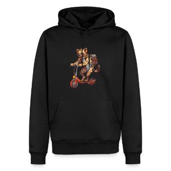 Rouleau Hyène - Sweat à capuche Premium bio Homme - noir - Devant - Nico (187cm)