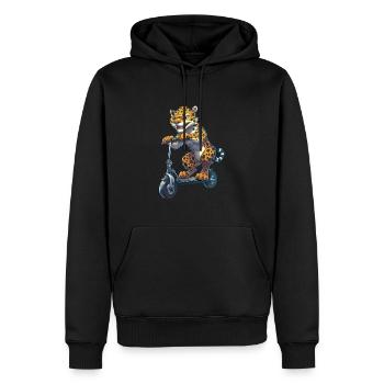 Jaguar Roller - Männer Premium Bio Hoodie - Schwarz - Vorne - Nico (187cm)