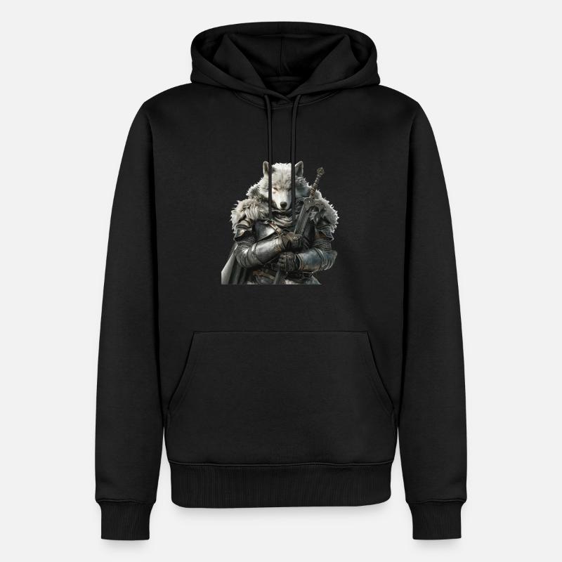 Wolf Knight Moyen Âge - Sweat à capuche Premium bio Homme - noir