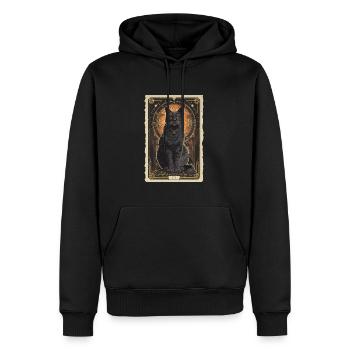 Tarot de la déesse du chat - Sweat à capuche Premium bio Homme - noir - Devant - Nico (187cm)