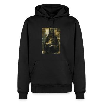 Le Tarot du Buveur de Café - Sweat à capuche Premium bio Homme - noir - Devant - Nico (187cm)