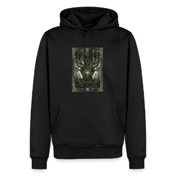 Le Tarot de la Forêt Enchantée - Sweat à capuche Premium bio Homme - noir - Devant - Nico (187cm)