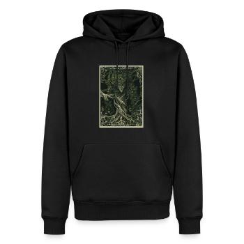 Le Tarot du Gardien de la Forêt - Sweat à capuche Premium bio Homme - noir - Devant - Nico (187cm)