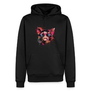 Schwein - Männer Premium Bio Hoodie - Schwarz - Vorne - Nico (187cm)