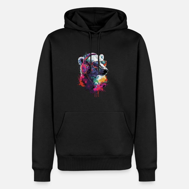 Ours blanc - Sweat à capuche Premium bio Homme - noir