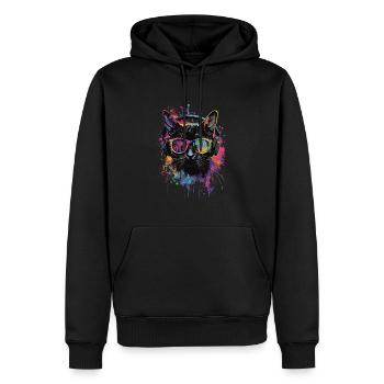 Chat noir - Sweat à capuche Premium bio Homme - noir - Devant - Nico (187cm)