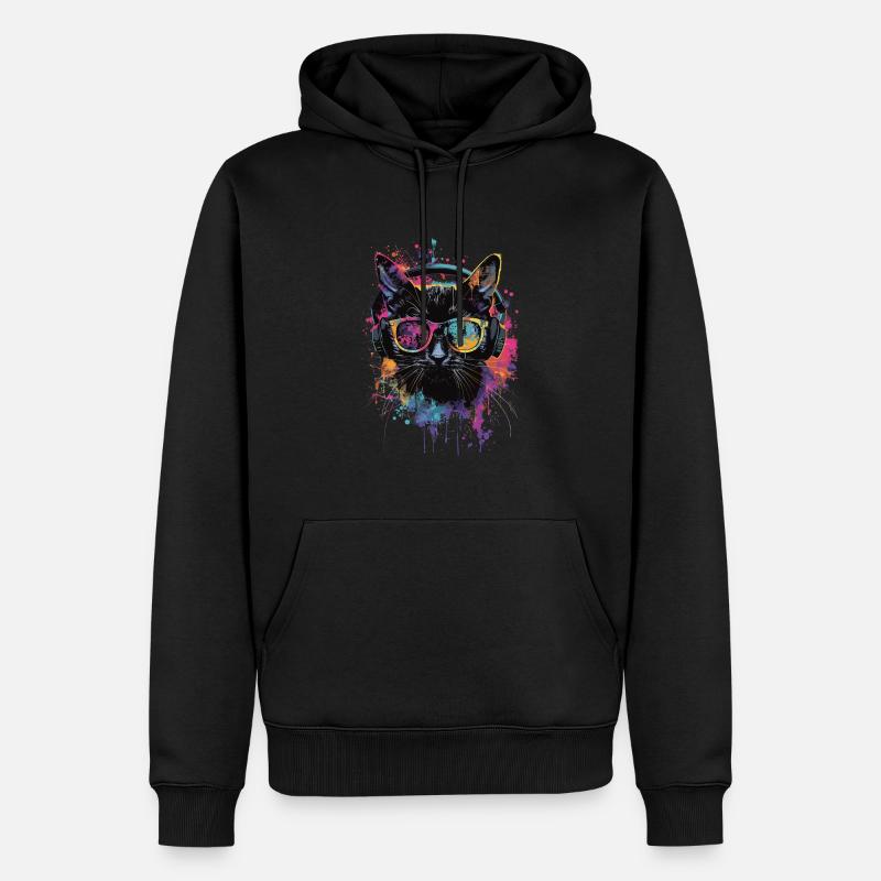 Chat noir - Sweat à capuche Premium bio Homme - noir