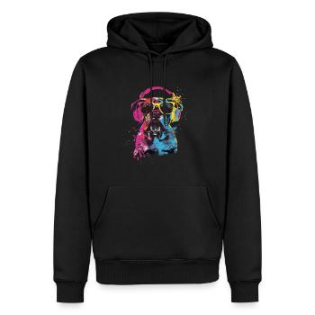 Bouledogue - Sweat à capuche Premium bio Homme - noir - Devant - Nico (187cm)