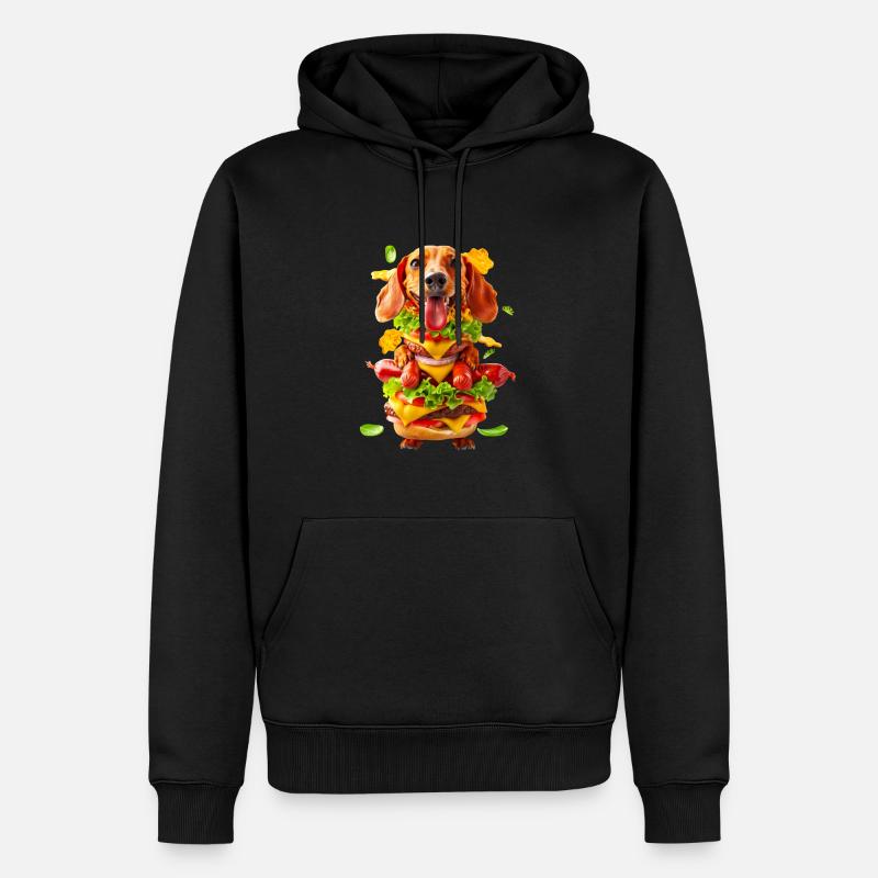 Dackel Hotdog - Männer Premium Bio Hoodie - Schwarz