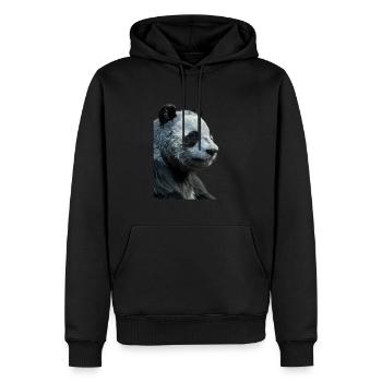 Panda - Männer Premium Bio Hoodie - Schwarz - Vorne - Nico (187cm)