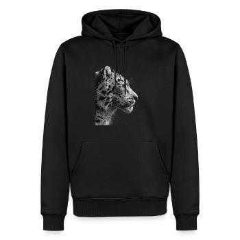 Schneeleopard - Männer Premium Bio Hoodie - Schwarz - Vorne - Nico (187cm)