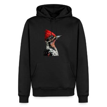 Specht - Männer Premium Bio Hoodie - Schwarz - Vorne - Nico (187cm)