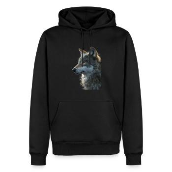 Wolf - Men’s Premium Organic Hoodie - black - Front - Nico (187cm)